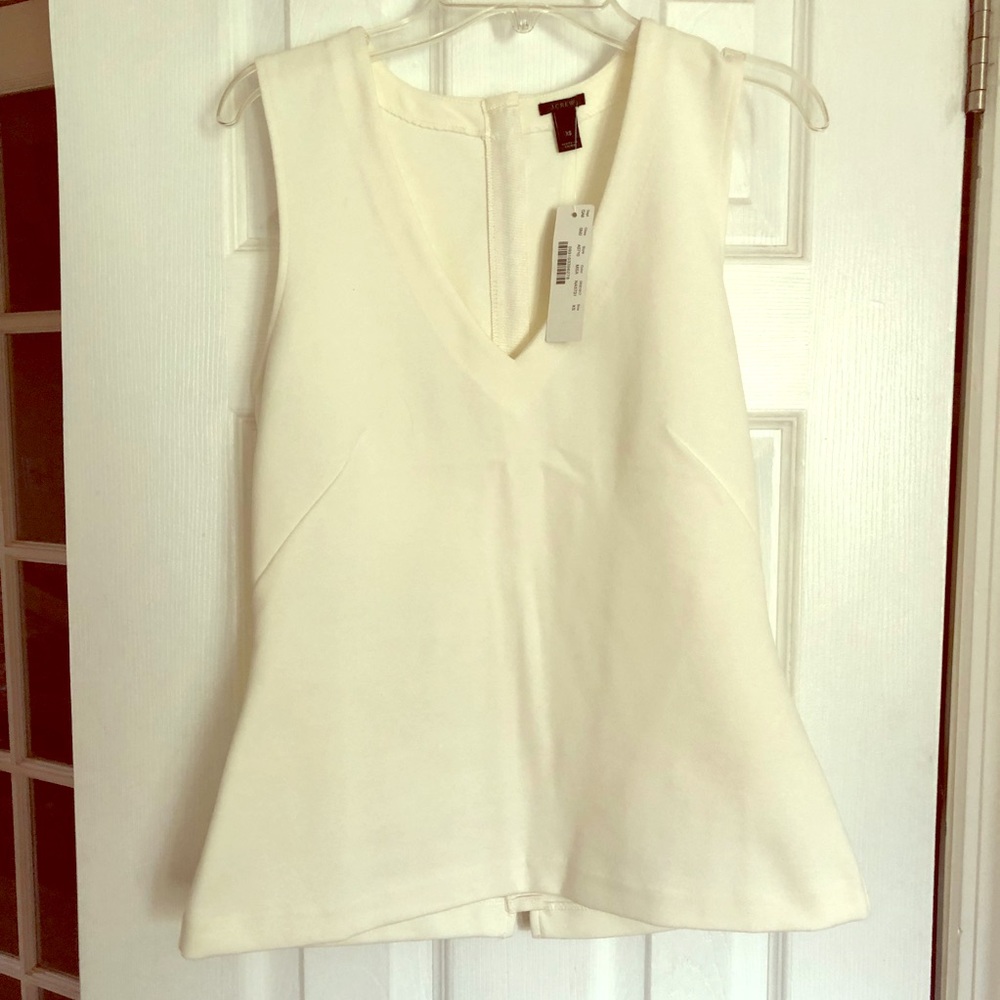 J. Crew Structured V-neck Zipper back Top